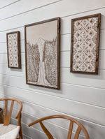 Load image into Gallery viewer, 3 Piece Hand Sketched Mt. Hood Forest Road with Aztec Wood Artwork
