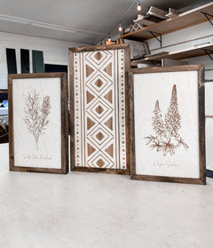 Hand Sketched Oregon Flowers Wood Artwork