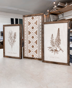 Hand Sketched Oregon Flowers Wood Artwork