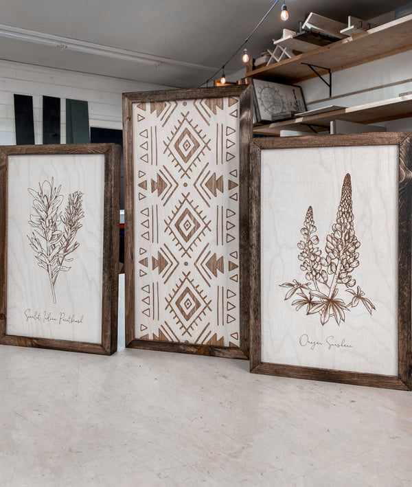 Hand Sketched Oregon Flowers Oregon Sunshine, Scarlet Indian & Aztec