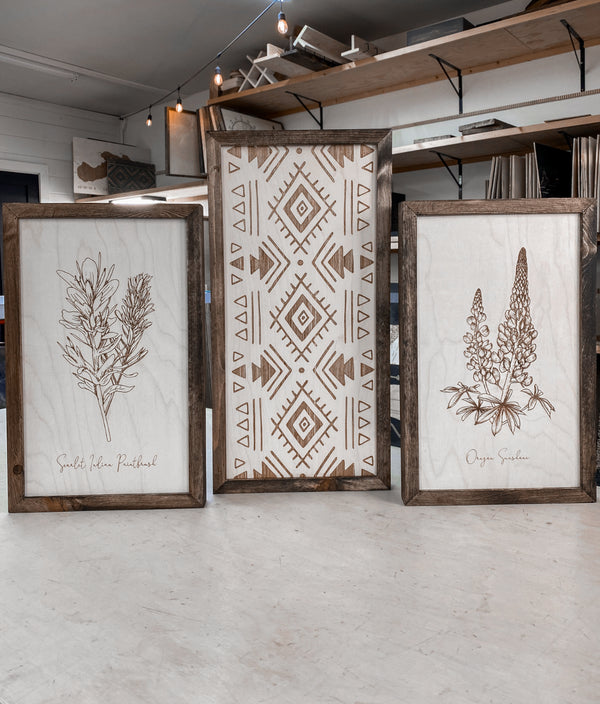 Hand Sketched Oregon Flowers Oregon Sunshine, Scarlet Indian & Aztec