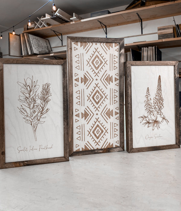 Hand Sketched Oregon Flowers Oregon Sunshine, Scarlet Indian & Aztec
