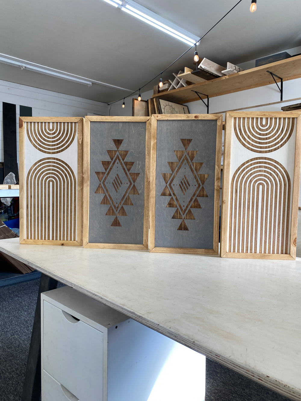 4 Piece Set Aztec Diamond and Boho