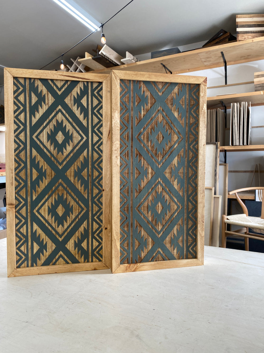 Aztec Trible Wood Wall Art | 2 Piece Set