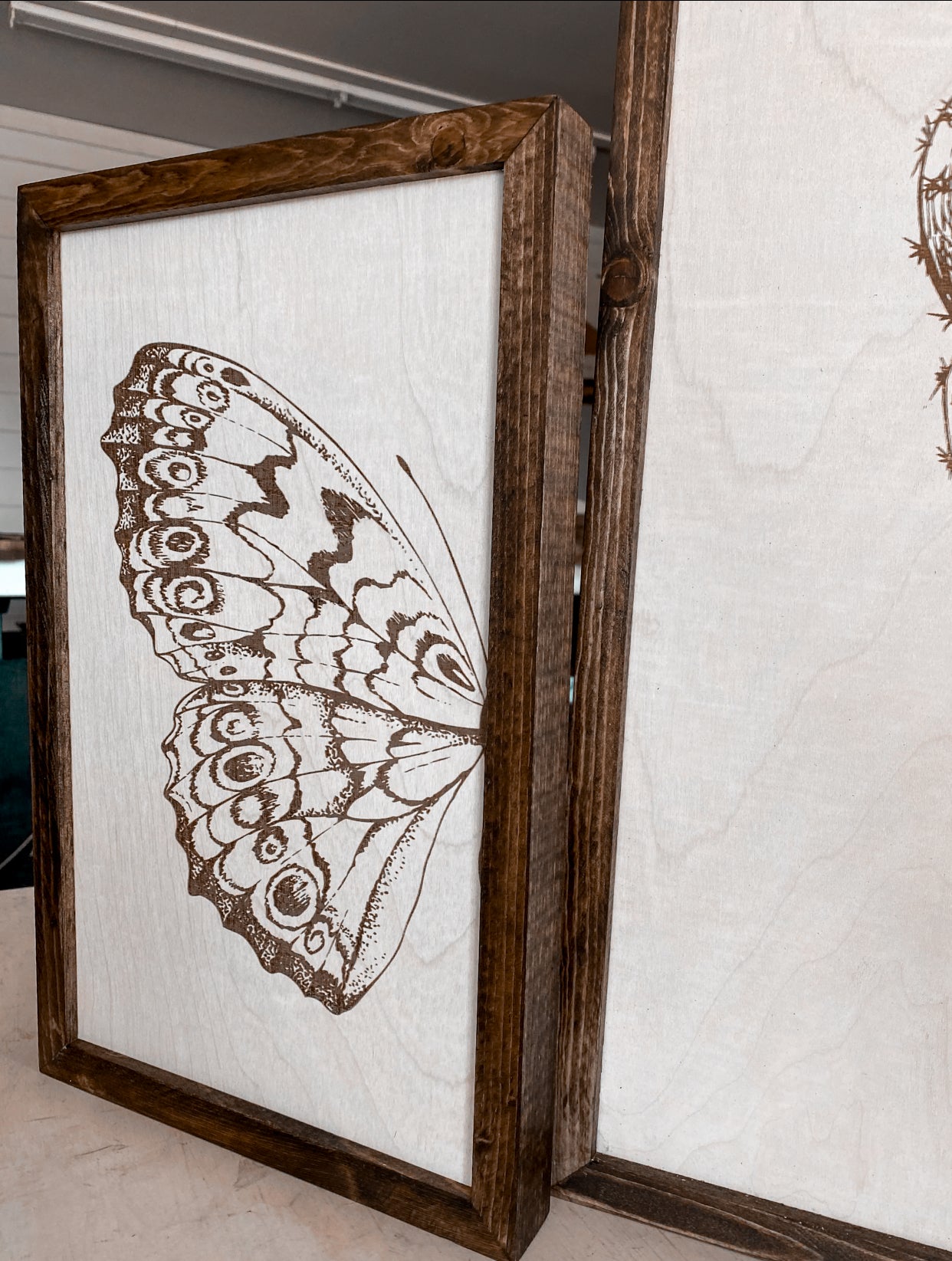 Cactus & Butterfly Wood Wall Art | 3 Piece Art Set | Cactus Wall Decor