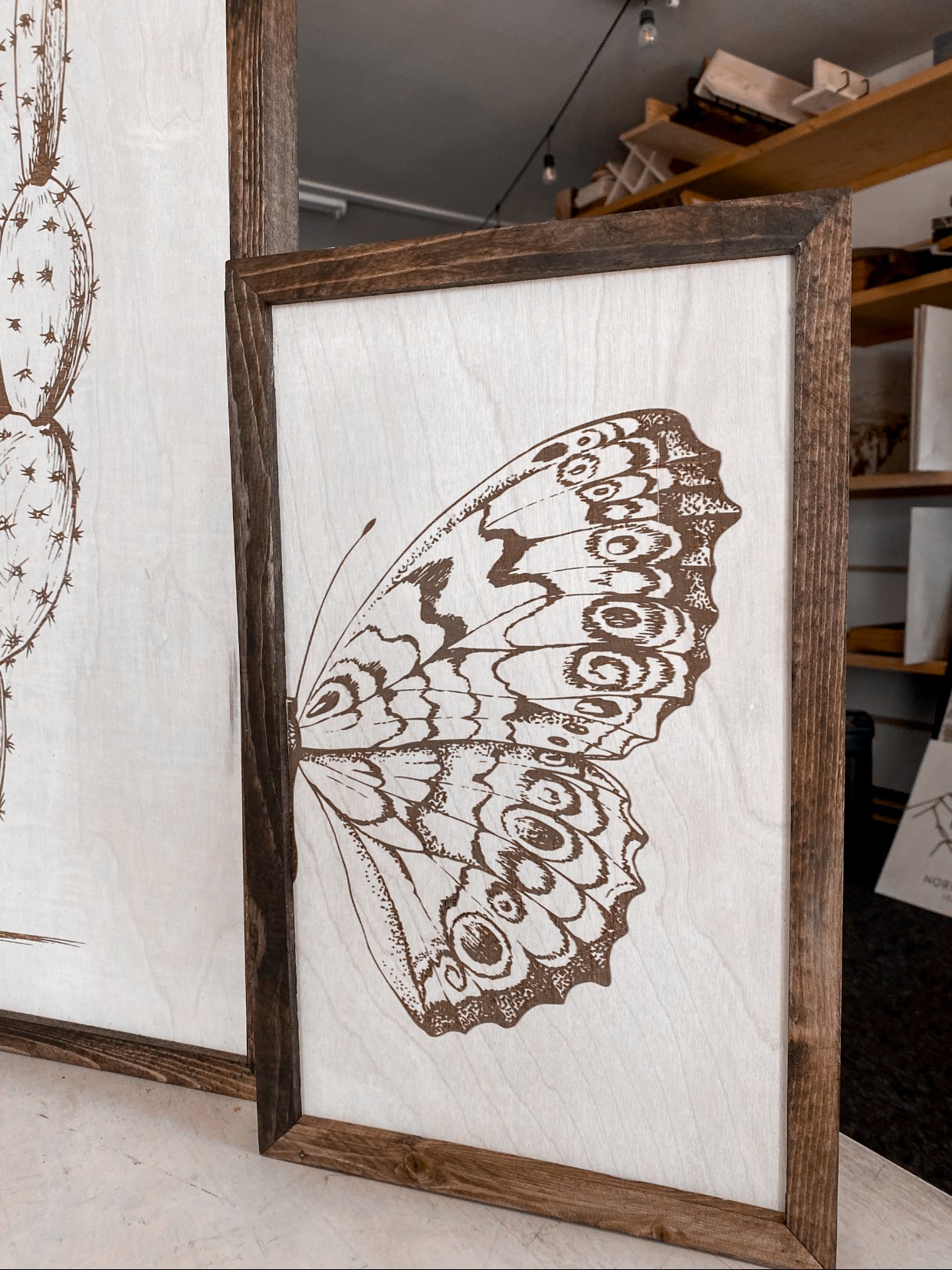 Cactus & Butterfly Wood Wall Art | 3 Piece Art Set | Cactus Wall Decor