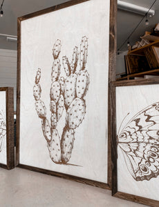 Cactus & Butterfly Wood Wall Art | 3 Piece Art Set | Cactus Wall Decor