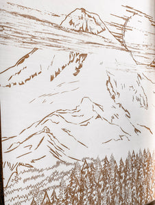 Mount Hood Hand Sketched Three Piece Wooden Artwork Set
