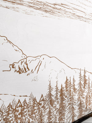 Mount Hood Hand Sketched Three Piece Wooden Artwork Set
