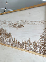 Load image into Gallery viewer, Hand Sketched Crater Lake Wood Artwork
