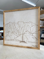 Load image into Gallery viewer, Hand Sketched Kawaii Island Na Pali Coast Square Wood Artwork

