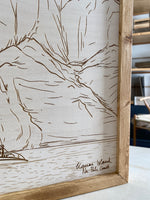 Load image into Gallery viewer, Hand Sketched Kawaii Island Na Pali Coast Square Wood Artwork
