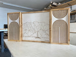 Load image into Gallery viewer, 3 Piece Set Hand Sketched Kawaii Island Na Pali Coast Square With Boho Wood Artwork
