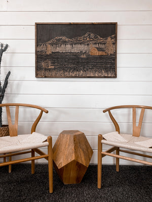 Hand Sketched Three Sisters Hay Farm Wood Artwork