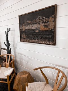 Hand Sketched Three Sisters Hay Farm Wood Artwork