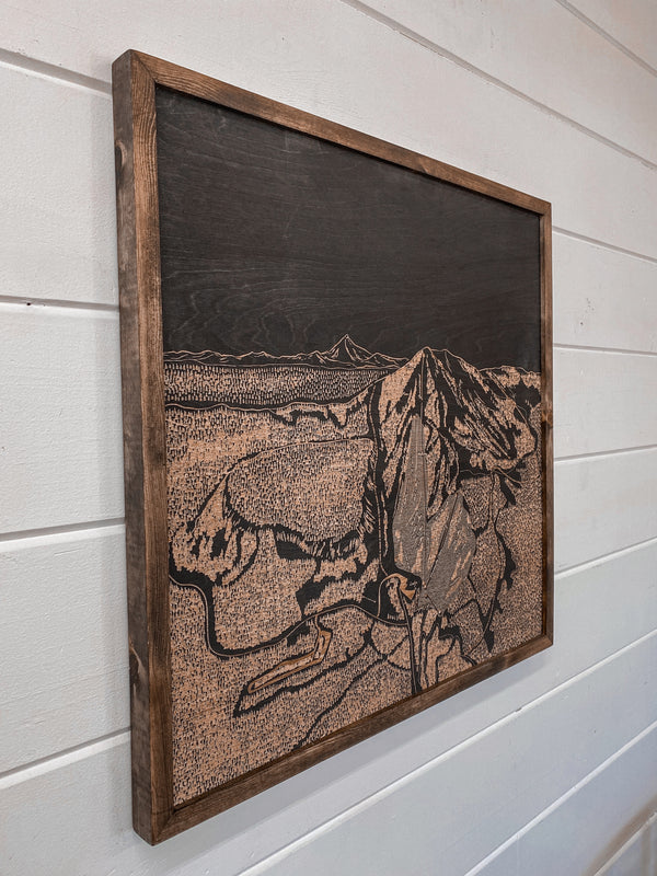 Hoodoo Ski Area Map Wood Artwork