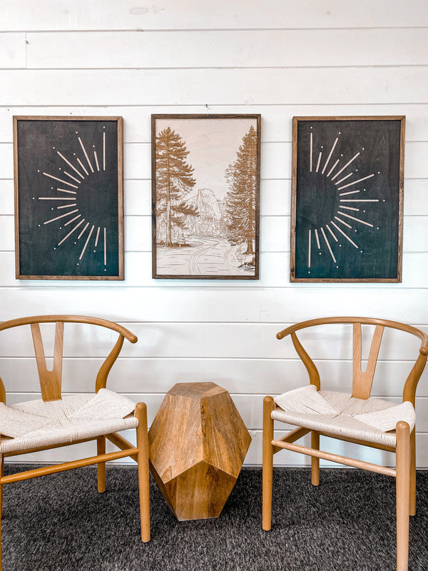 3 Piece Hand Sketched Yosemite National Park Road Wood Artwork