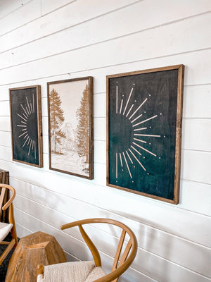 3 Piece Hand Sketched Yosemite National Park Road Wood Artwork