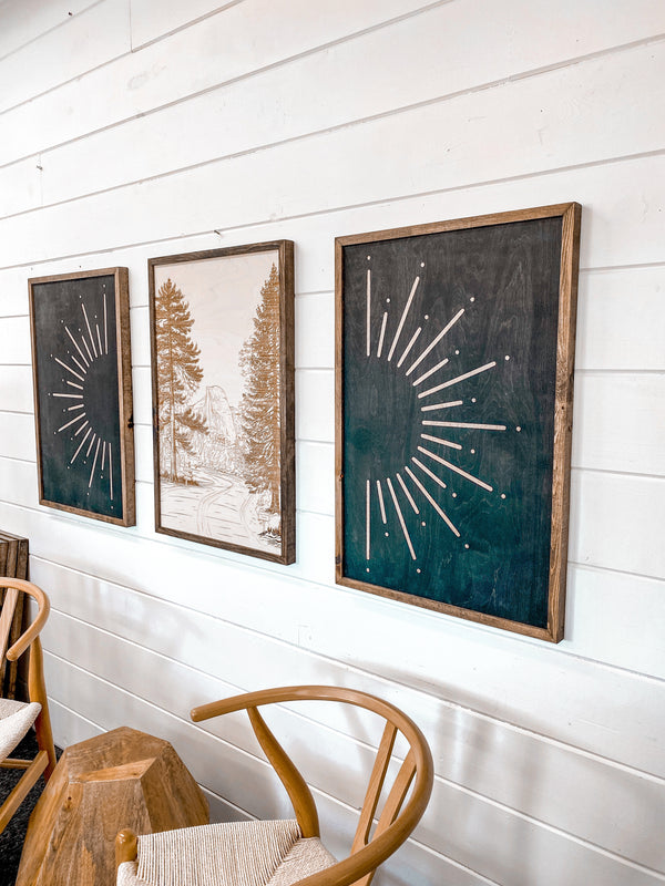 3 Piece Hand Sketched Yosemite National Park Road Wood Artwork