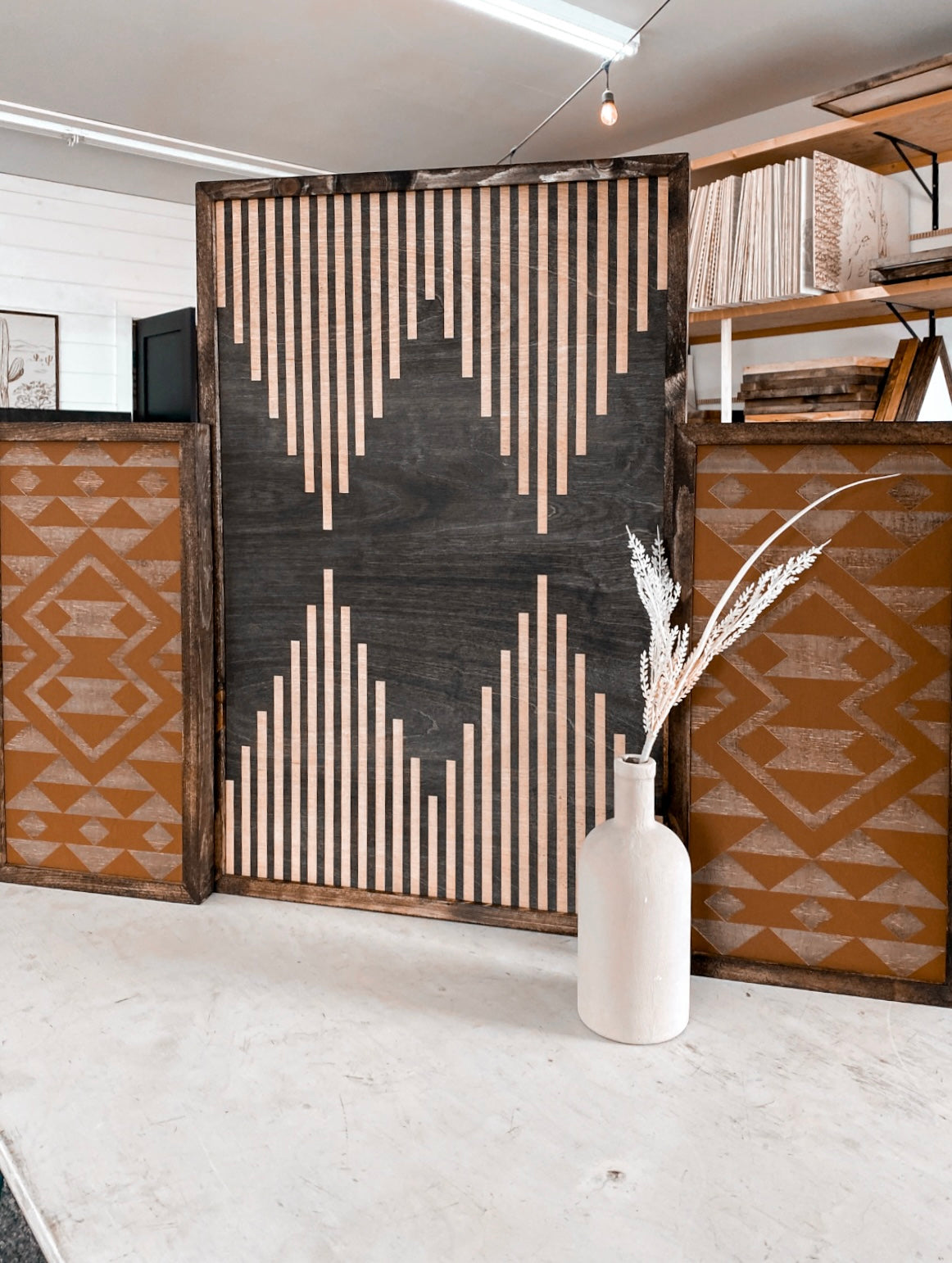 Hand-Crafted Boho Aztec Wall Art Set | 3 Piece Artwork Set