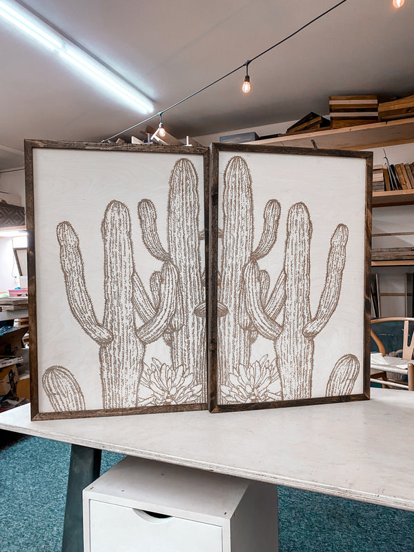 Two Piece Cactus Artwork Set