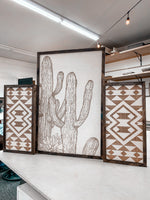 Load image into Gallery viewer, 3 Piece Hand Sketched Cactus &amp; Bold Aztec Wood Artwork

