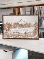 Load image into Gallery viewer, Metolius River Lake Hand Sketched Engraved Wooden Artwork
