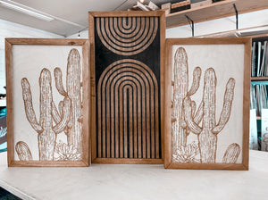 Three Piece Rainbow & Cactus Artwork Set