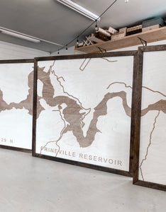 Prineville Reservoir Oregon Engraved Wooden Artwork Set