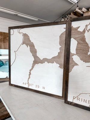 Prineville Reservoir Oregon Engraved Wooden Artwork Set
