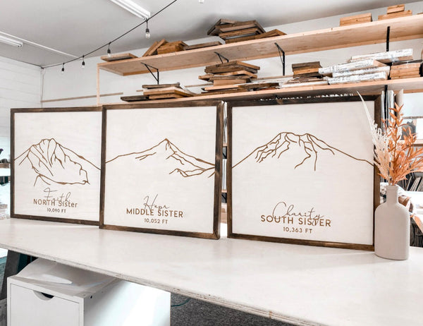Three Sisters Mountain Range Oregon (3 Piece) Wall Art Set