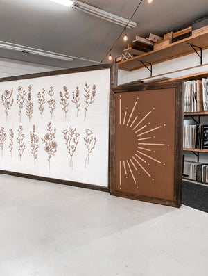 Flower And Sunburst Wooden Artwork