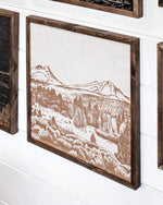 Load image into Gallery viewer, Sisters Mountains Landscape Hand Sketched Engraved Wooden Artwork
