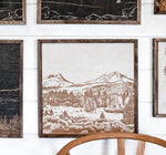 Load image into Gallery viewer, Sisters Mountains Landscape Hand Sketched Engraved Wooden Artwork
