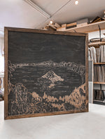 Load image into Gallery viewer, Crater Lake Discovery Point Oregon Hand Sketched Engraved Wooden Artwork
