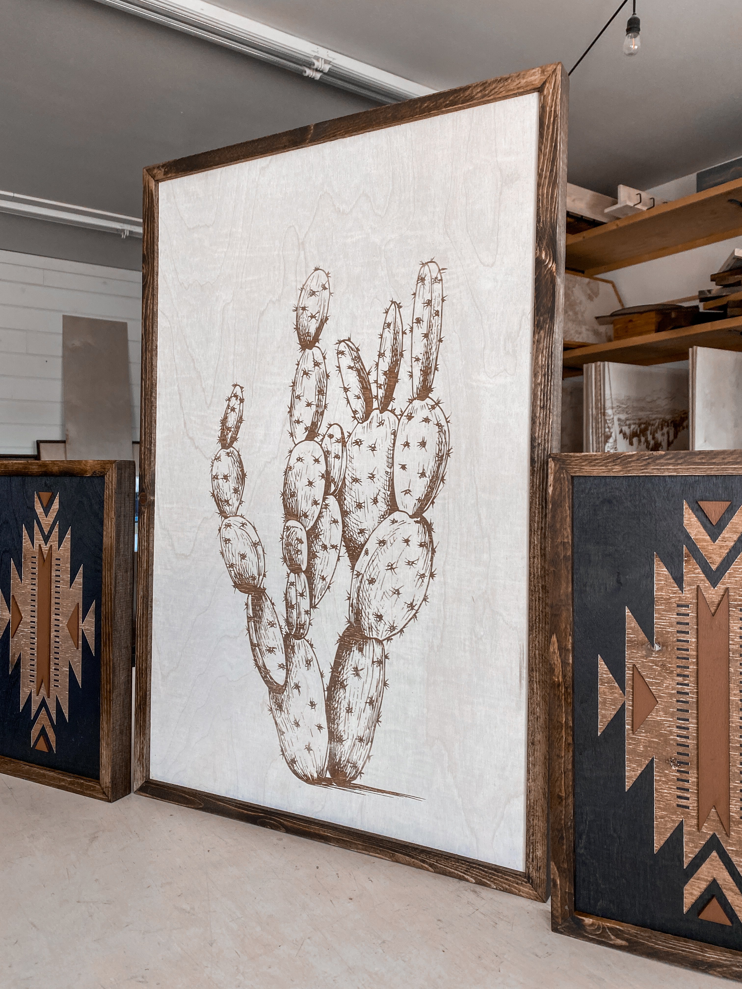 Cactus & Aztec Wood Wall Art | 3 Piece Set