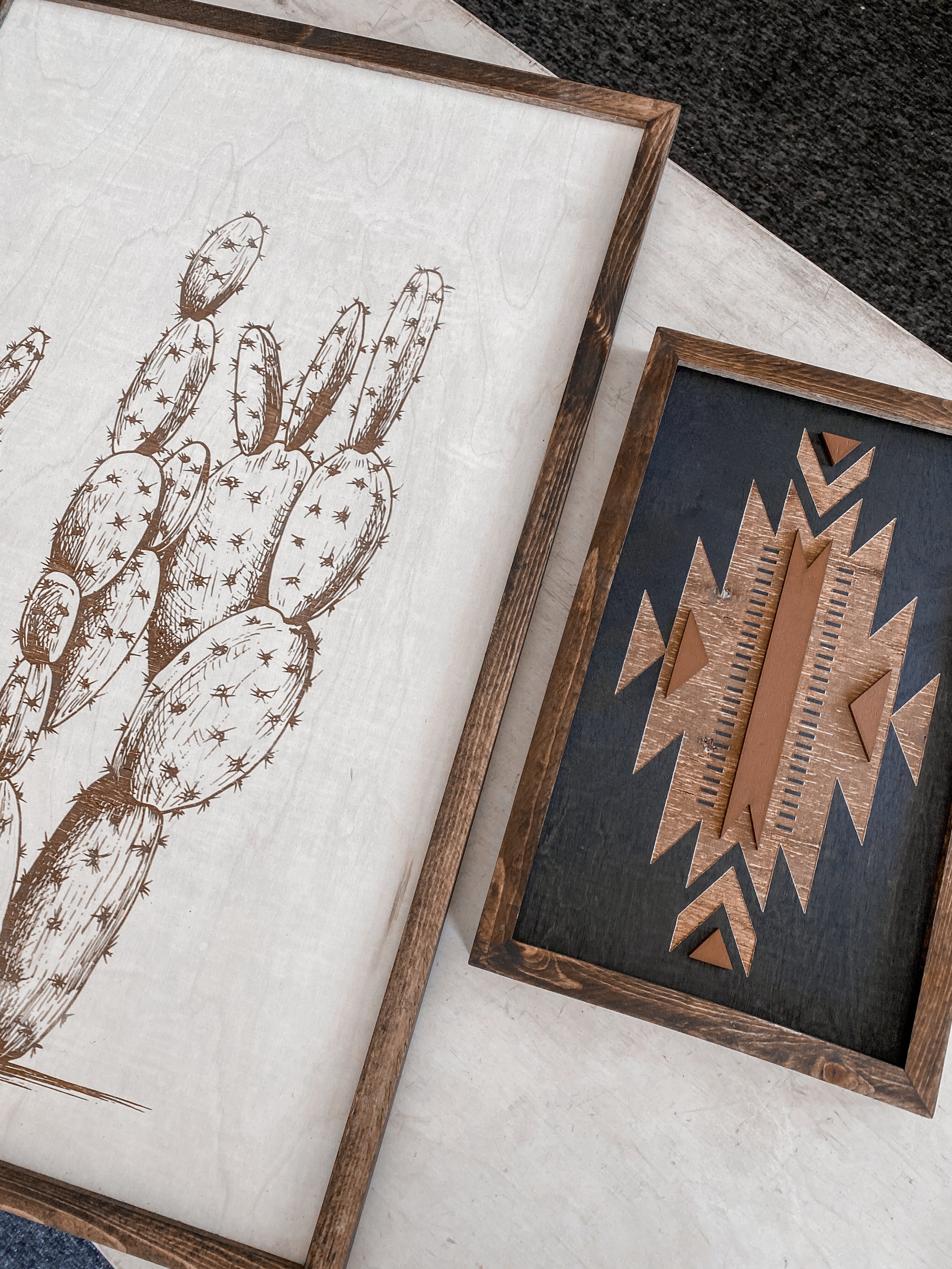 Cactus & Aztec Wood Wall Art | 3 Piece Set