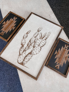 Cactus & Aztec Wood Wall Art | 3 Piece Set