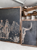 Load image into Gallery viewer, Cowboys Riding in Desert &amp; Bull Skulls | 3 Piece Set
