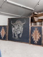 Load image into Gallery viewer, Bull &amp; Aztec Terracotta Wood Wall Art | 3 Piece Set
