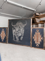 Load image into Gallery viewer, Bull &amp; Aztec Terracotta Wood Wall Art | 3 Piece Set
