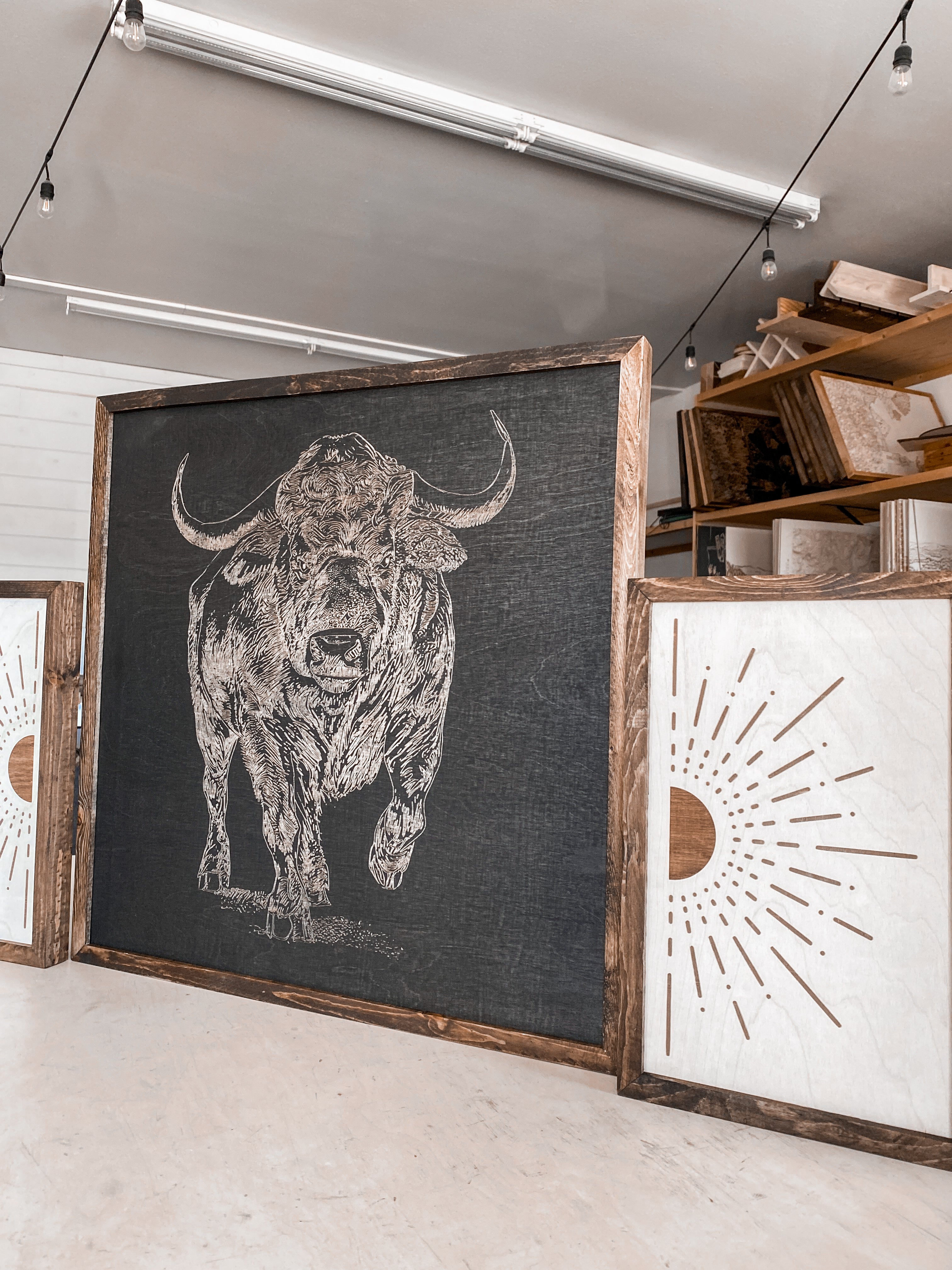 Bull & Boho Sunburst Wood Wall Art | 3 Piece Set