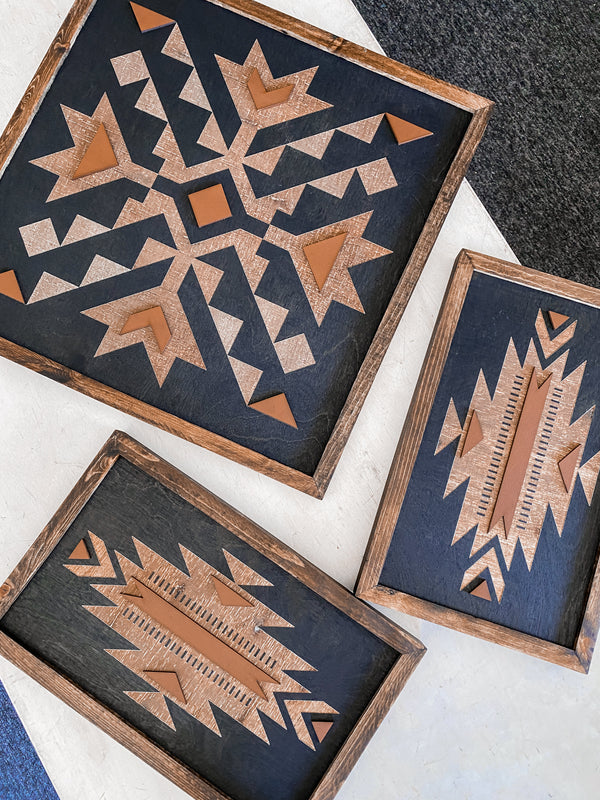 Tribal Aztec Wood Wall Art | 3 Piece Set