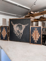 Load image into Gallery viewer, Highlander Cow &amp; Tribal Aztec Wood Wall Art | 3 Piece Set
