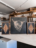 Load image into Gallery viewer, Highlander Cow &amp; Tribal Aztec Wood Wall Art | 3 Piece Set
