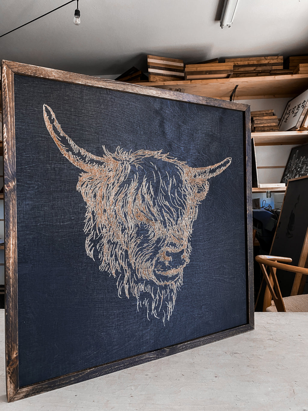 Highlander Cow Head Wood Wall Art