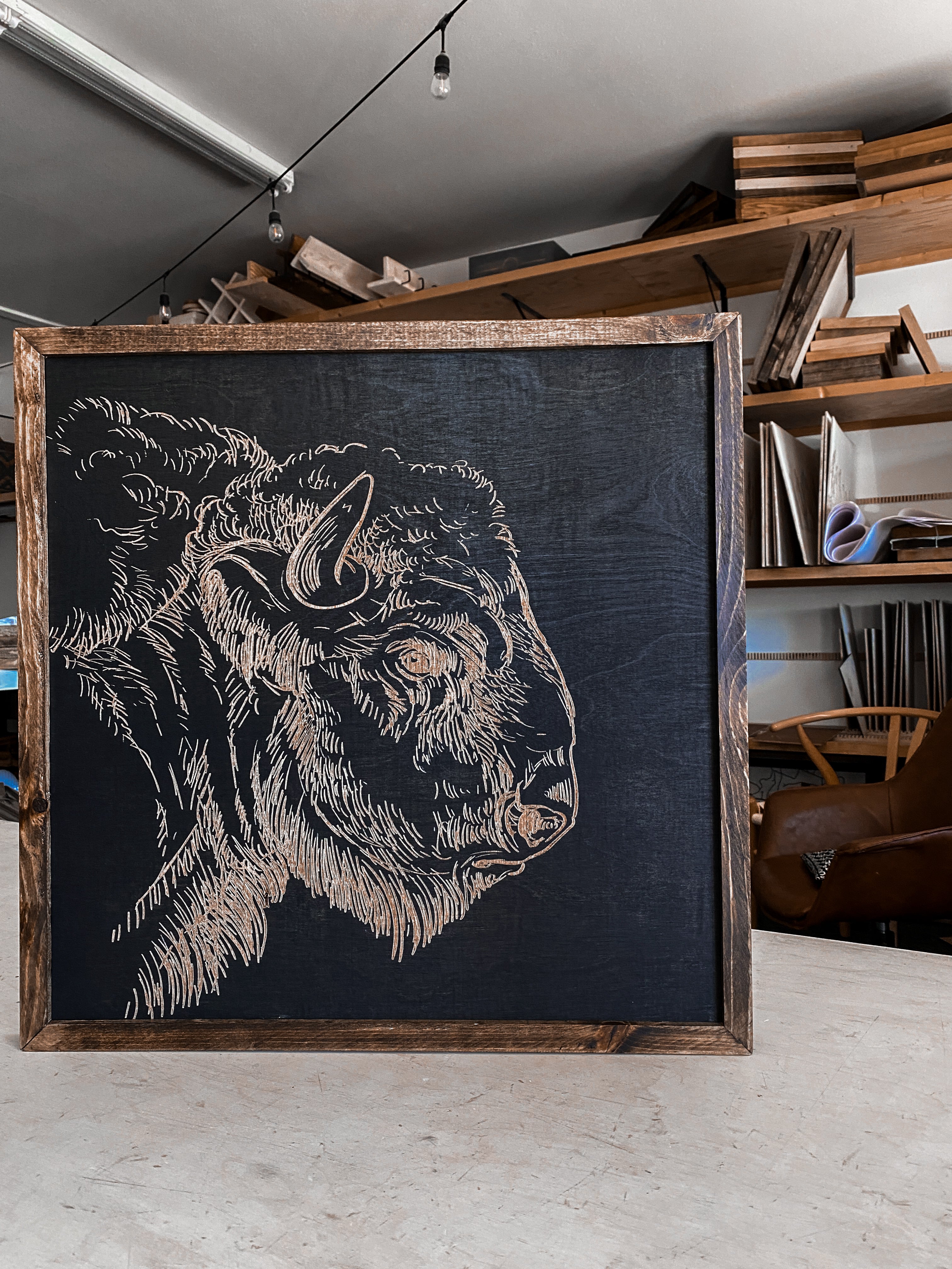 Bison Head Wood Wall Art