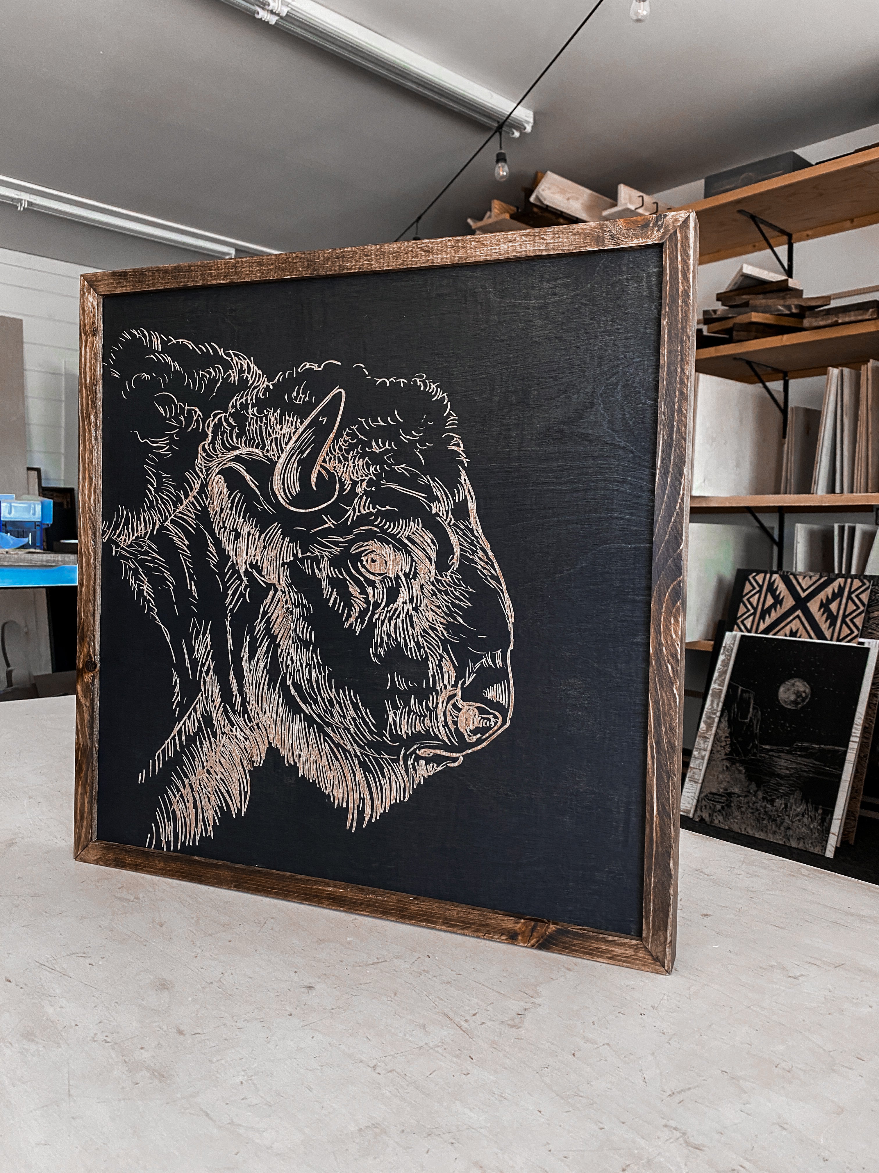 Bison Head Wood Wall Art