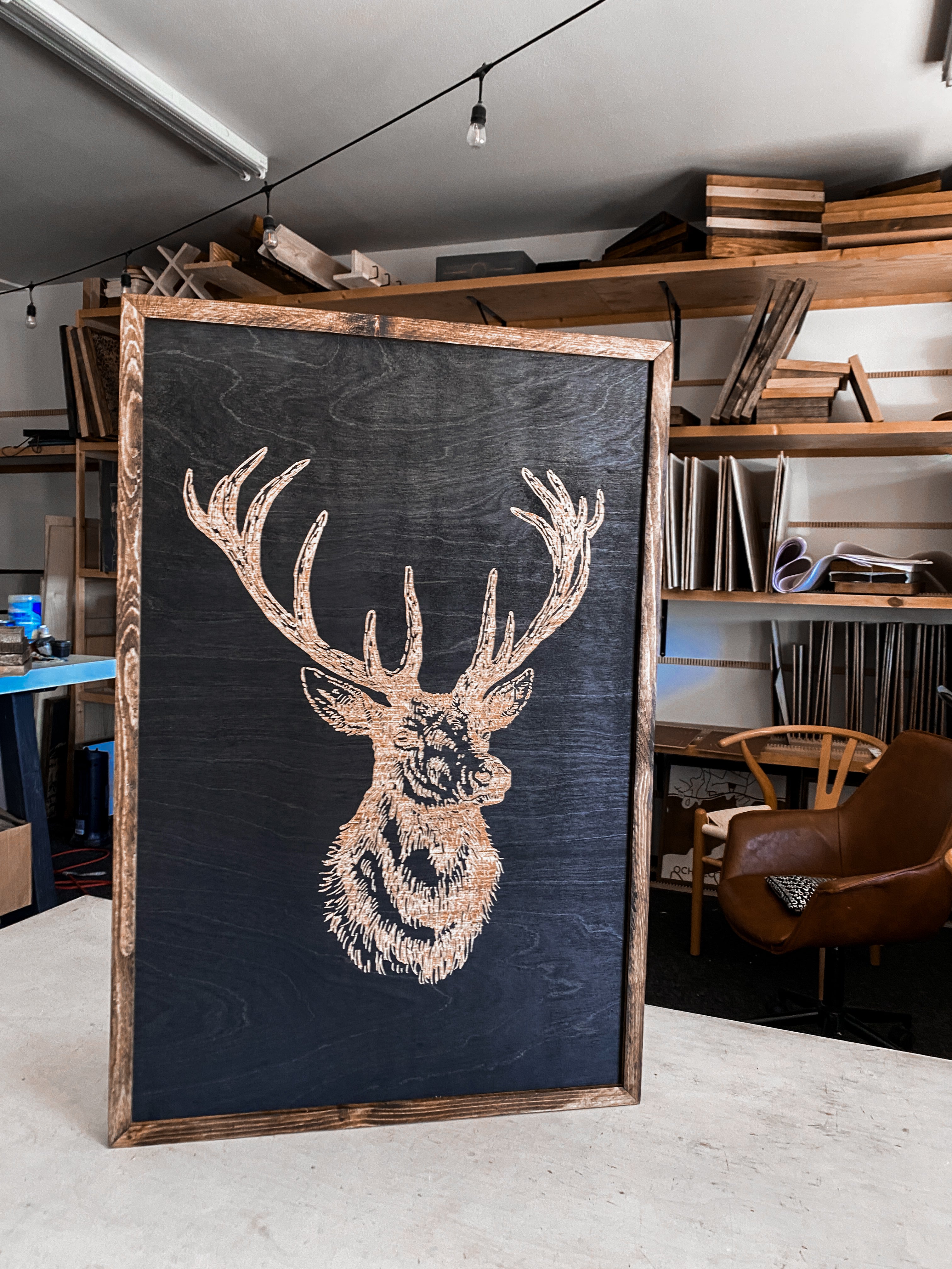 Deer Buck Head Wood Wall Art