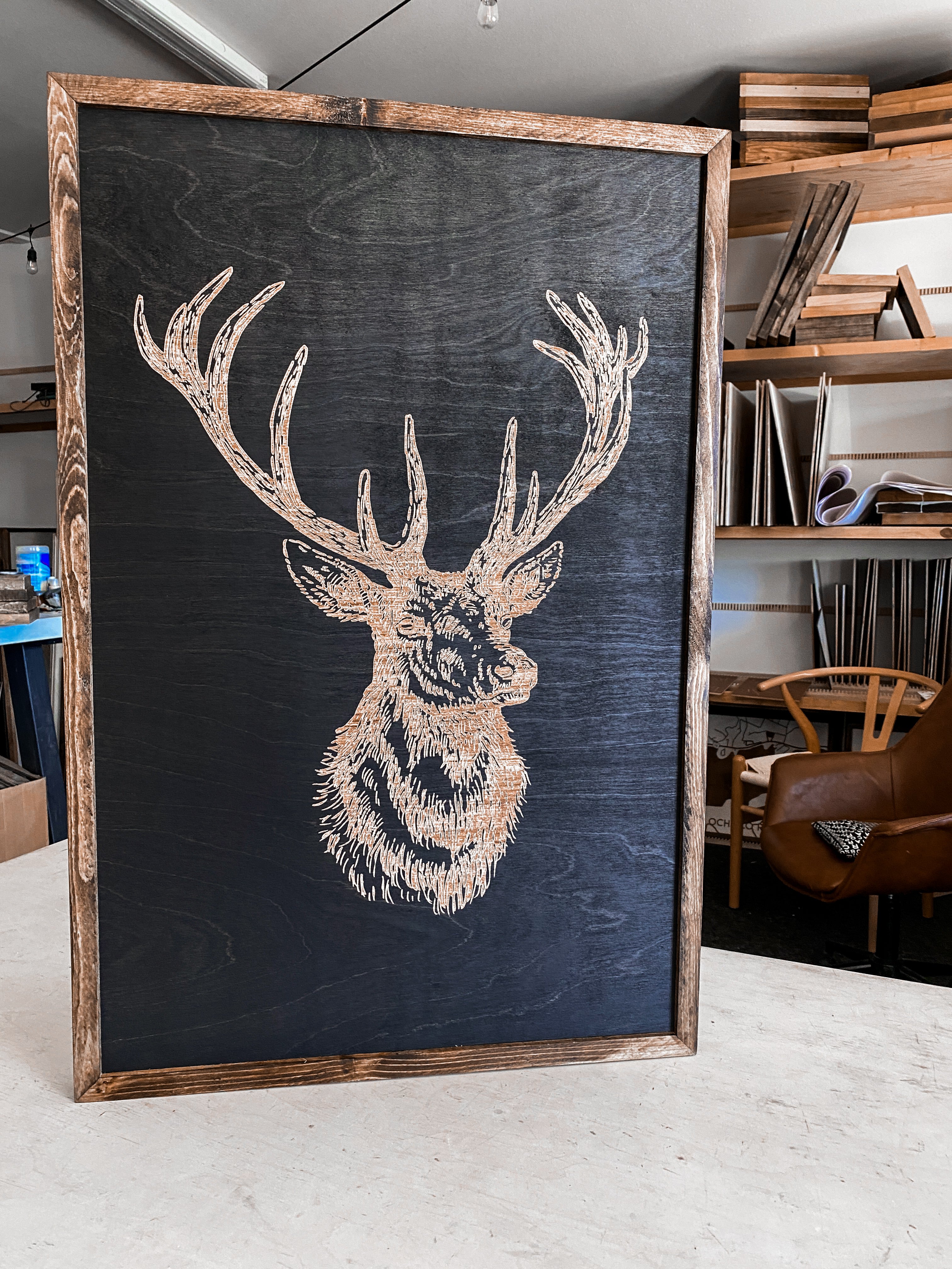 Deer Buck Head Wood Wall Art